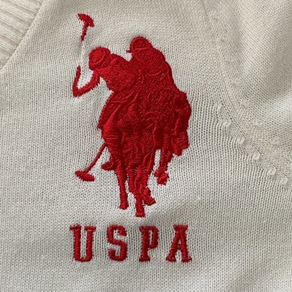 US Polo Assn White V-Neck Sweater Sz Juniors L #68A - Picture 6 of 9
